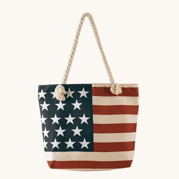 5-0466-TE-TZZ-0124-17(/9.5)0226-14 Handbags - America Flag Everyday Bag Lightweight Tote Beach Bag Independence Day *LAST ONE*